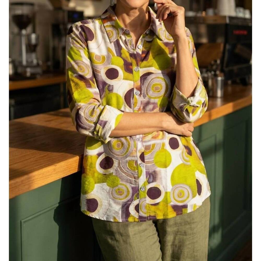 NEW LIOR valor button down top with pockets in lime, grey, plum & white
